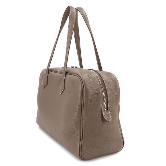 Hermes Victoria 2 35 Hand Bag Taurillon Cles Mance Etoupe T Engraved Silver - Picture 3 of 9